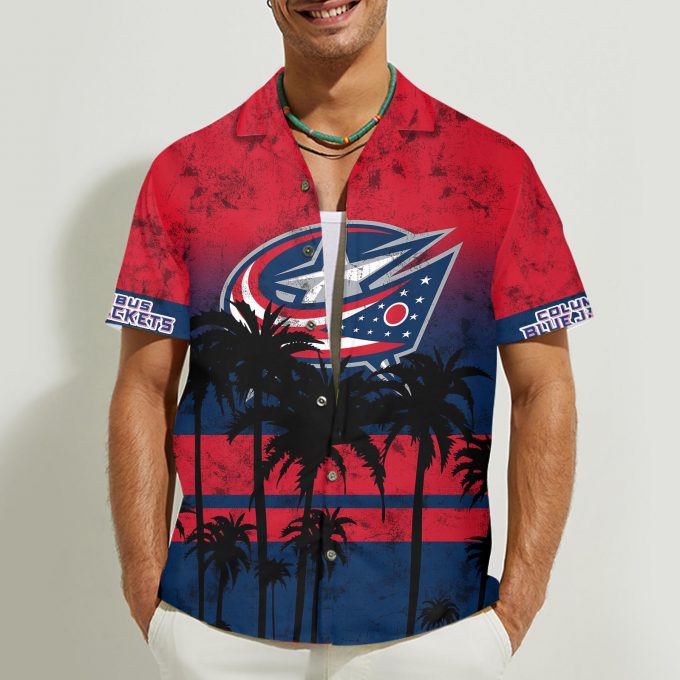 Columbus Blue Jackets 3D Button Hawaii Shirt Gift for Men Dad Father