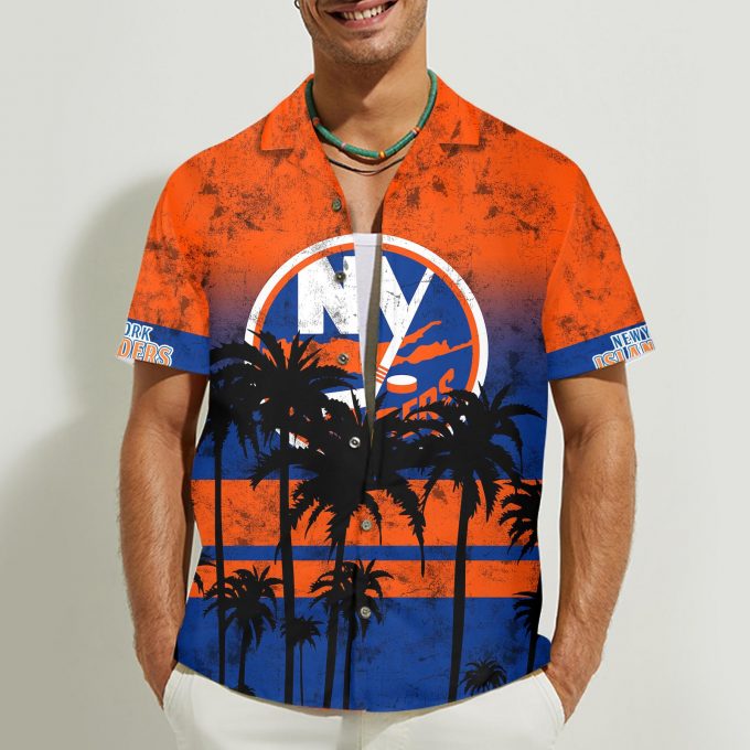 New York Islanders 3D Button Hawaii Shirt Gift for Men Dad Father