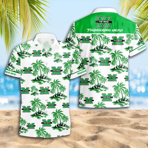Marshall Thundering Herd 3D Button Hawaii Shirt Gift for Men Dad Father