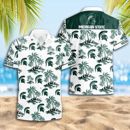 Michigan State Spartans 3D Button Hawaii Shirt Gift for Men Dad Father