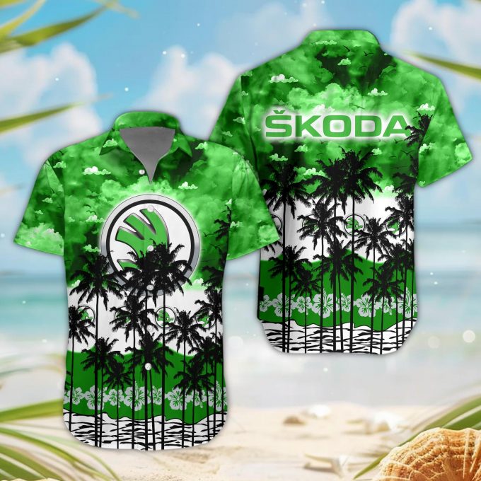 Skoda 3D Button Hawaii Shirt Gift for Men Dad Father