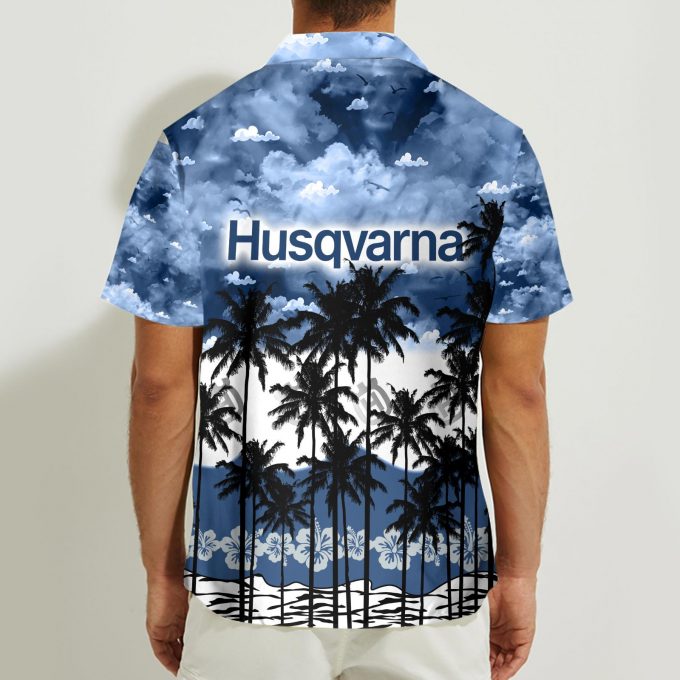 Husqvarna 3D Button Hawaii Shirt Gift for Men Dad Father