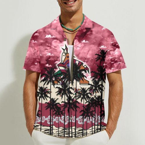 Arizona Coyotes 3D Button 3D Button Hawaiian Shirt Gift for Men Dad Father Gift for Men Dad Father