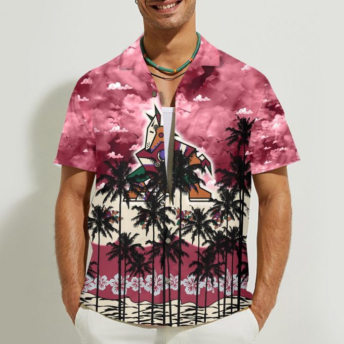 Arizona Coyotes 3D Button 3D Button Hawaiian Shirt Gift for Men Dad Father Gift for Men Dad Father