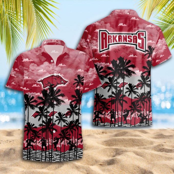 Arkansas Razorbacks 3D Button 3D Button Hawaiian Shirt Gift for Men Dad Father Gift for Men Dad Father Trending Summer