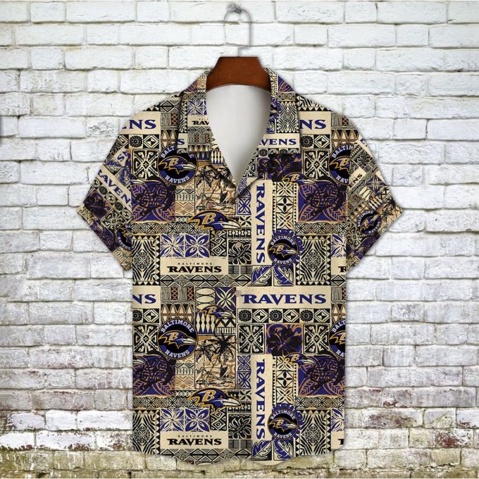 Baltimore Ravens 2023 AOP 3D Button 3D Button Hawaiian Shirt Gift for Men Dad Father Gift for Men Dad Father V1