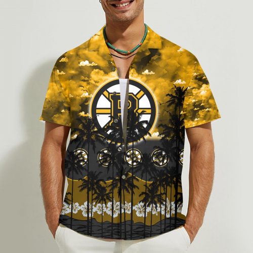 Boston Bruins 3D Button 3D Button Hawaiian Shirt Gift for Men Dad Father Gift for Men Dad Father