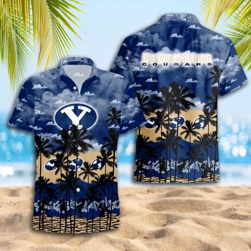 BYU Cougars 3D Button 3D Button Hawaiian Shirt Gift for Men Dad Father Gift for Men Dad Father Trending Summer