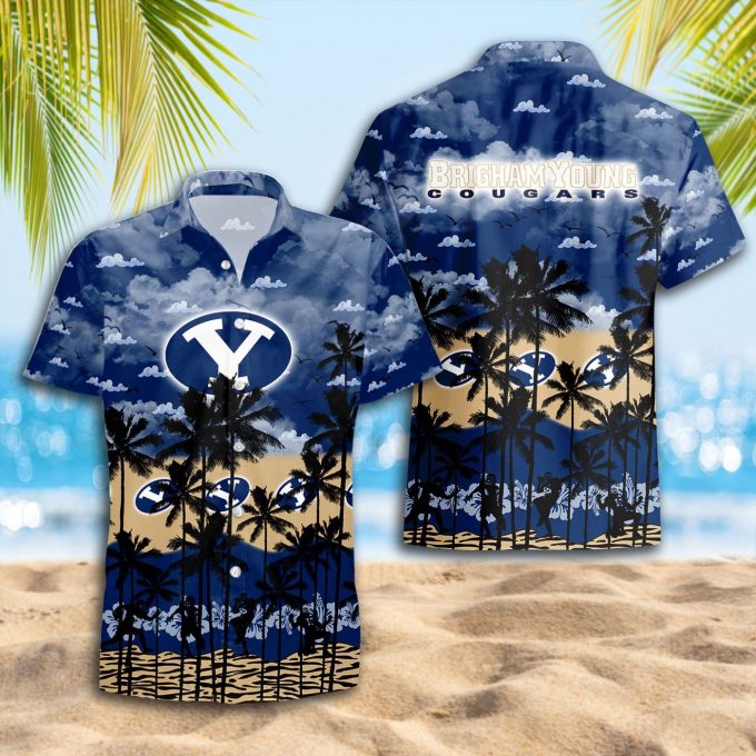 BYU Cougars 3D Button 3D Button Hawaiian Shirt Gift for Men Dad Father Gift for Men Dad Father Trending Summer