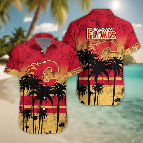 Calgary Flames 3D Button Hawaii Shirt Gift for Men Dad Father