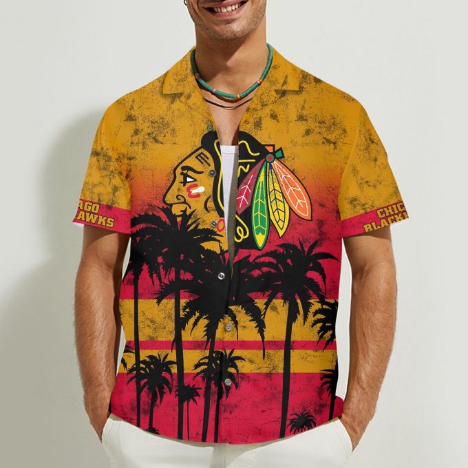 Chicago Blackhawks 3D Button Hawaii Shirt Gift for Men Dad Father