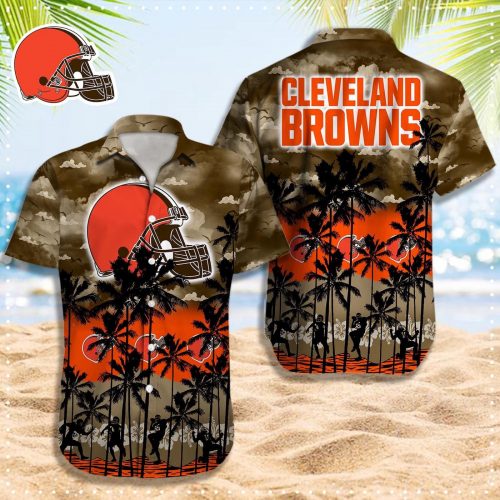 Cleveland Browns 3D Button 3D Button Hawaiian Shirt Gift for Men Dad Father Gift for Men Dad Father