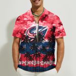 Columbus Blue Jackets 3D Button 3D Button Hawaiian Shirt Gift for Men Dad Father Gift for Men Dad Father
