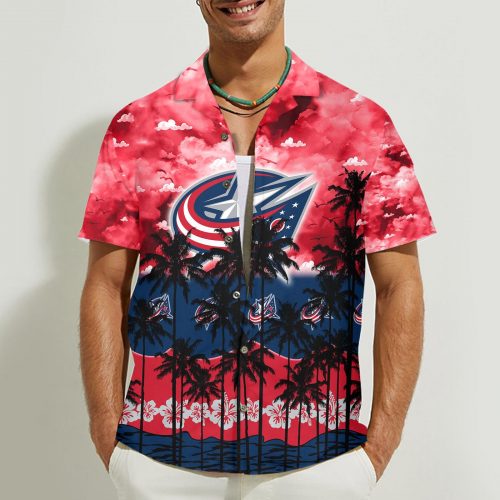 Columbus Blue Jackets 3D Button 3D Button Hawaiian Shirt Gift for Men Dad Father Gift for Men Dad Father