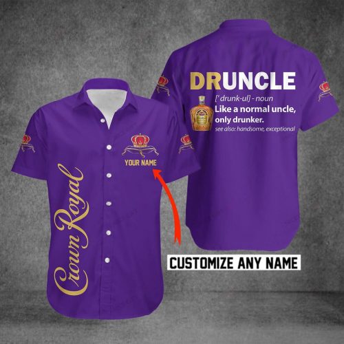 Crown Royal Druncle Custom Name 3D Button 3D Button Hawaiian Shirt Gift for Men Dad Father Gift for Men Dad Father 3HS-E2B3