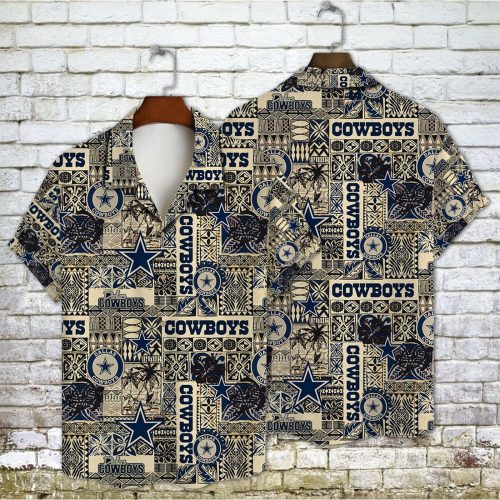 Dallas Cowboys 2023 AOP 3D Button 3D Button Hawaiian Shirt Gift for Men Dad Father Gift for Men Dad Father V5