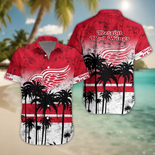Detroit Red Wings 3D Button Hawaii Shirt Gift for Men Dad Father