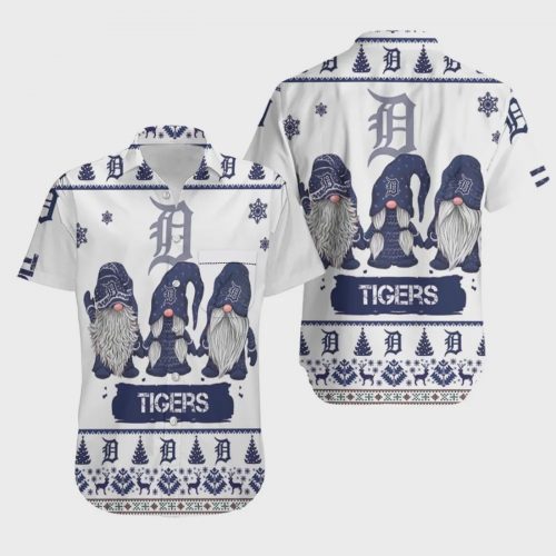 Detroit Tigers Tropical Leaf Pattern Hawaiian Shirt