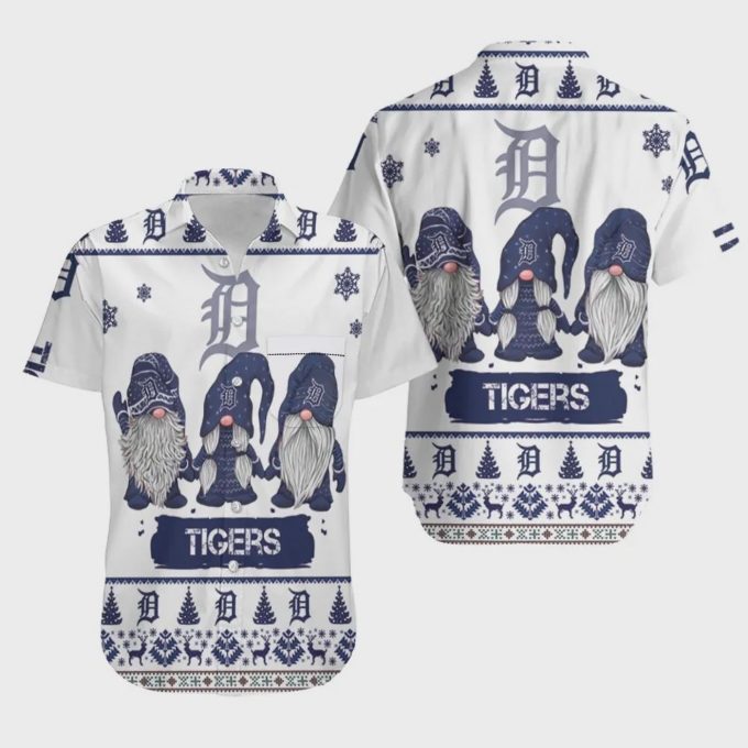 Detroit Tigers Tropical Leaf Pattern Hawaiian Shirt