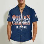 Edmonton Oilers Champions 3D Button 3D Button Hawaiian Shirt Gift for Men Dad Father Gift for Men Dad Father