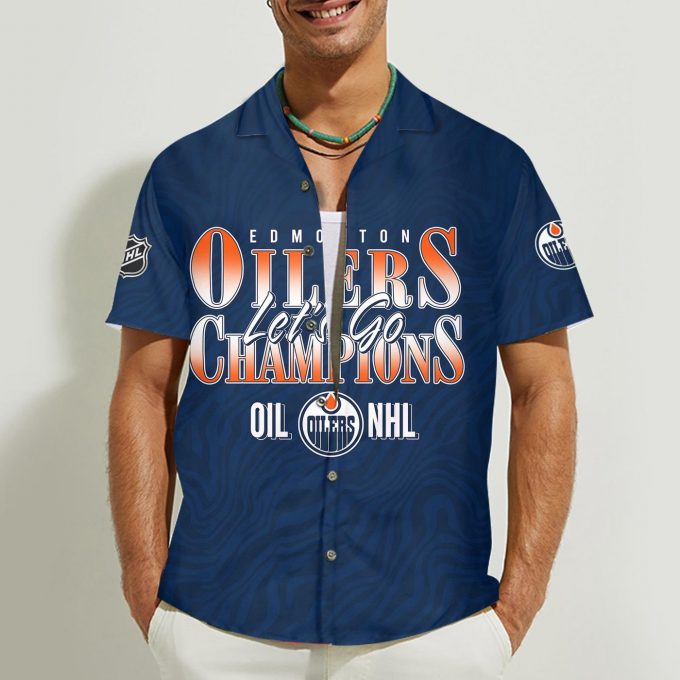 Edmonton Oilers Champions 3D Button 3D Button Hawaiian Shirt Gift for Men Dad Father Gift for Men Dad Father