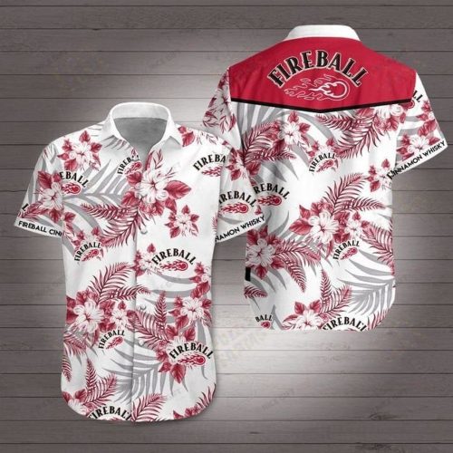 Fireball Cinnamon Whisky 3D Button 3D Button Hawaiian Shirt Gift for Men Dad Father Gift for Men Dad Father 3HS-E3L1
