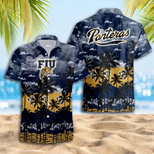 FIU Panthers 3D Button 3D Button Hawaiian Shirt Gift for Men Dad Father Gift for Men Dad Father Trending Summer