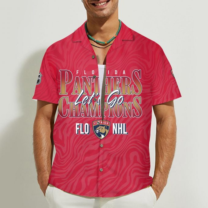 Florida Panthers Champions 3D Button 3D Button Hawaiian Shirt Gift for Men Dad Father Gift for Men Dad Father