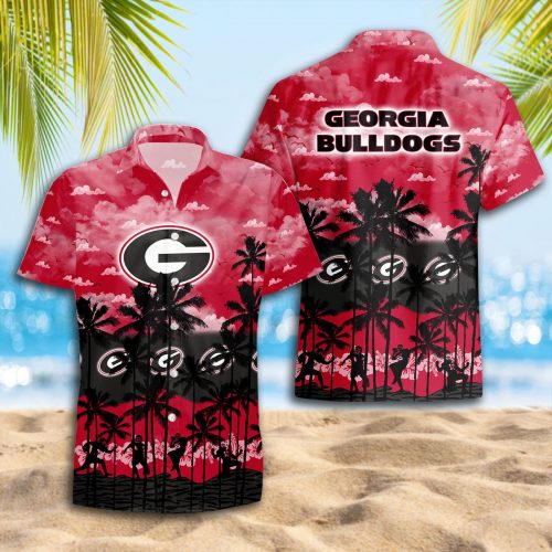 Georgia Bulldogs 3D Button 3D Button Hawaiian Shirt Gift for Men Dad Father Gift for Men Dad Father Trending Summer