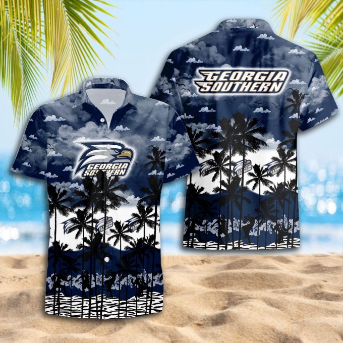 Georgia Southern Eagles 3D Button 3D Button Hawaiian Shirt Gift for Men Dad Father Gift for Men Dad Father Trending Summer