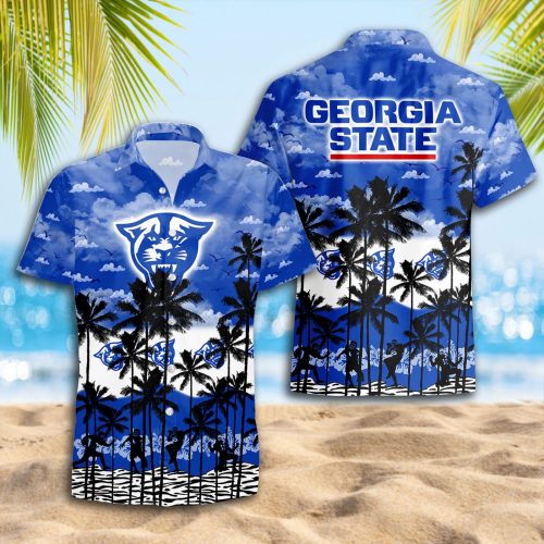Georgia State Panthers 3D Button 3D Button Hawaiian Shirt Gift for Men Dad Father Gift for Men Dad Father Trending Summer