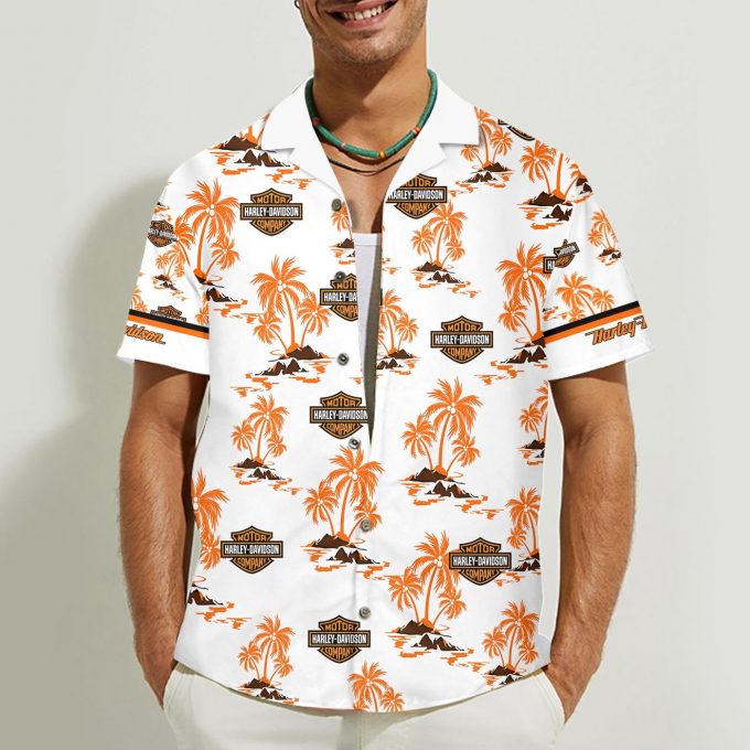 Harley-Davidson 3D Button 3D Button Hawaiian Shirt Gift for Men Dad Father Gift for Men Dad Father