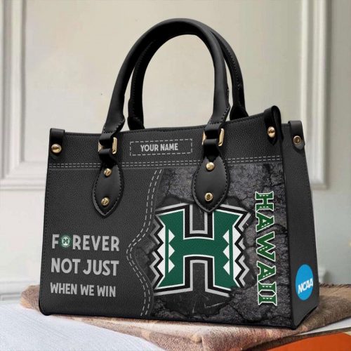 Hawaii Rainbow Warriors Forever Not Just When We Win Leather Hand Bag