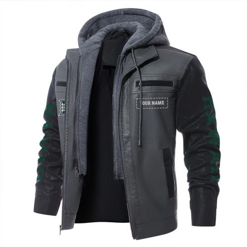 Hawaii Rainbow Warriors Leather Biker Jacket