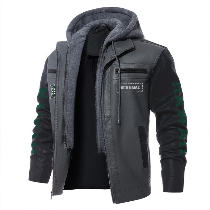 Hawaii Rainbow Warriors Leather Biker Jacket