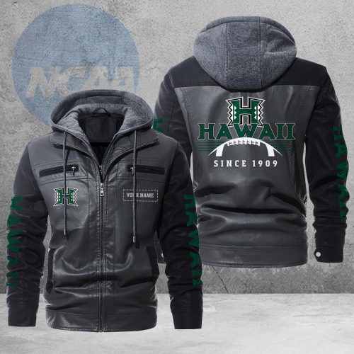 Hawaii Rainbow Warriors Leather Biker Jacket
