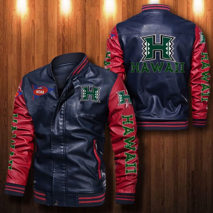 Hawaii Rainbow Warriors Leather Bomber Jacket 104