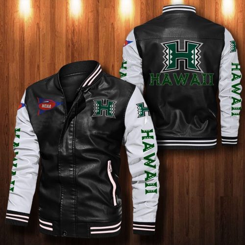 Hawaii Rainbow Warriors Leather Bomber Jacket 104