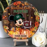 Hawaii Rainbow Warriors Mickey Round Wooden Sign