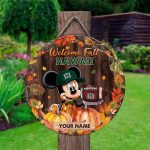 Hawaii Rainbow Warriors Mickey Round Wooden Sign