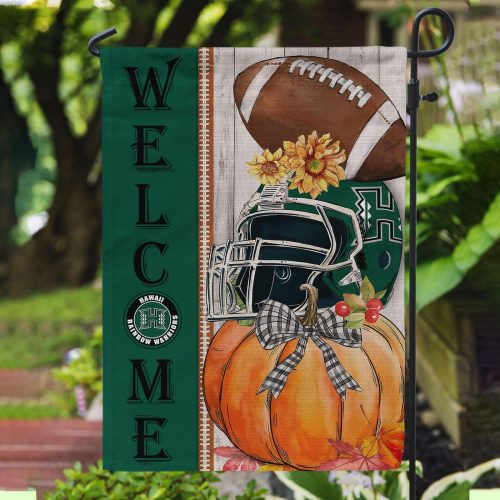 Hawaii Rainbow Warriors Welcome Fall Football Garden Flag – Double Sided Printed