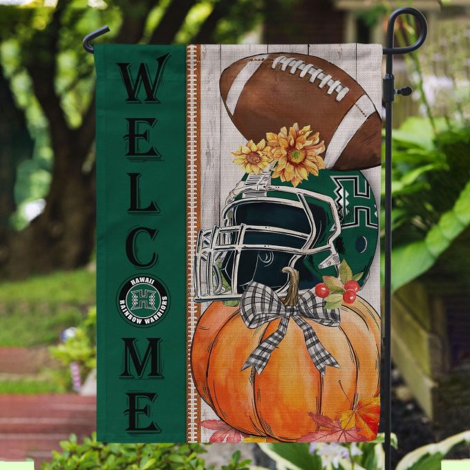 Hawaii Rainbow Warriors Welcome Fall Football Garden Flag – Double Sided Printed