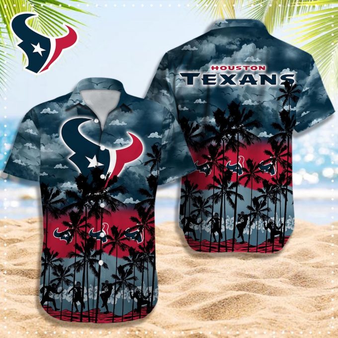 Houston Texans 3D Button 3D Button Hawaiian Shirt Gift for Men Dad Father Gift for Men Dad Father