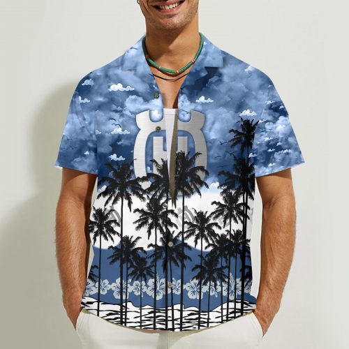 Husqvarna 3D Button Hawaii Shirt Gift for Men Dad Father