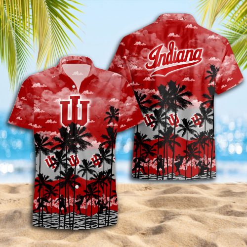 Indiana Hoosiers 3D Button 3D Button Hawaiian Shirt Gift for Men Dad Father Gift for Men Dad Father Trending Summer