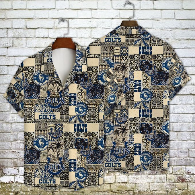 Indianapolis Colts 2023 AOP 3D Button 3D Button Hawaiian Shirt Gift for Men Dad Father Gift for Men Dad Father V10