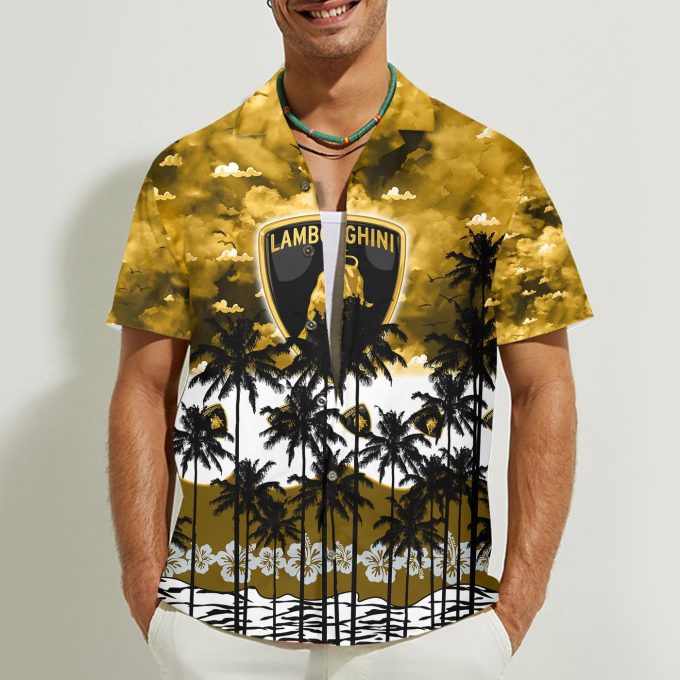 Lamborghini 3D Button Hawaii Shirt Gift for Men Dad Father
