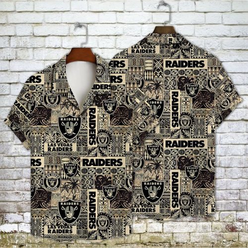 Las Vegas Raiders 2023 AOP 3D Button 3D Button Hawaiian Shirt Gift for Men Dad Father Gift for Men Dad Father V15