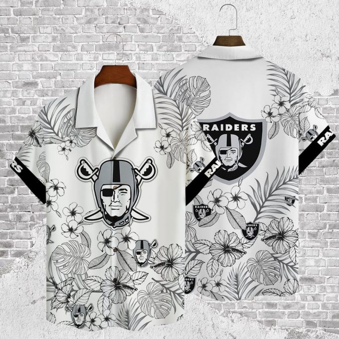 Las Vegas Raiders 2023 AOP 3D Button 3D Button Hawaiian Shirt Gift for Men Dad Father Gift for Men Dad Father V35