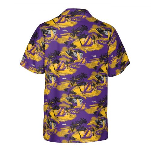 Los Angeles Lakers 3D Button 3D Button Hawaiian Shirt Gift for Men Dad Father Gift for Men Dad Father SH1